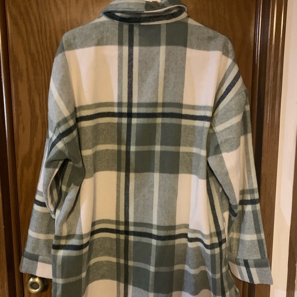 Banana Republic Green and White Plaid jacket / shirt size large oversized - Picture 4 of 4